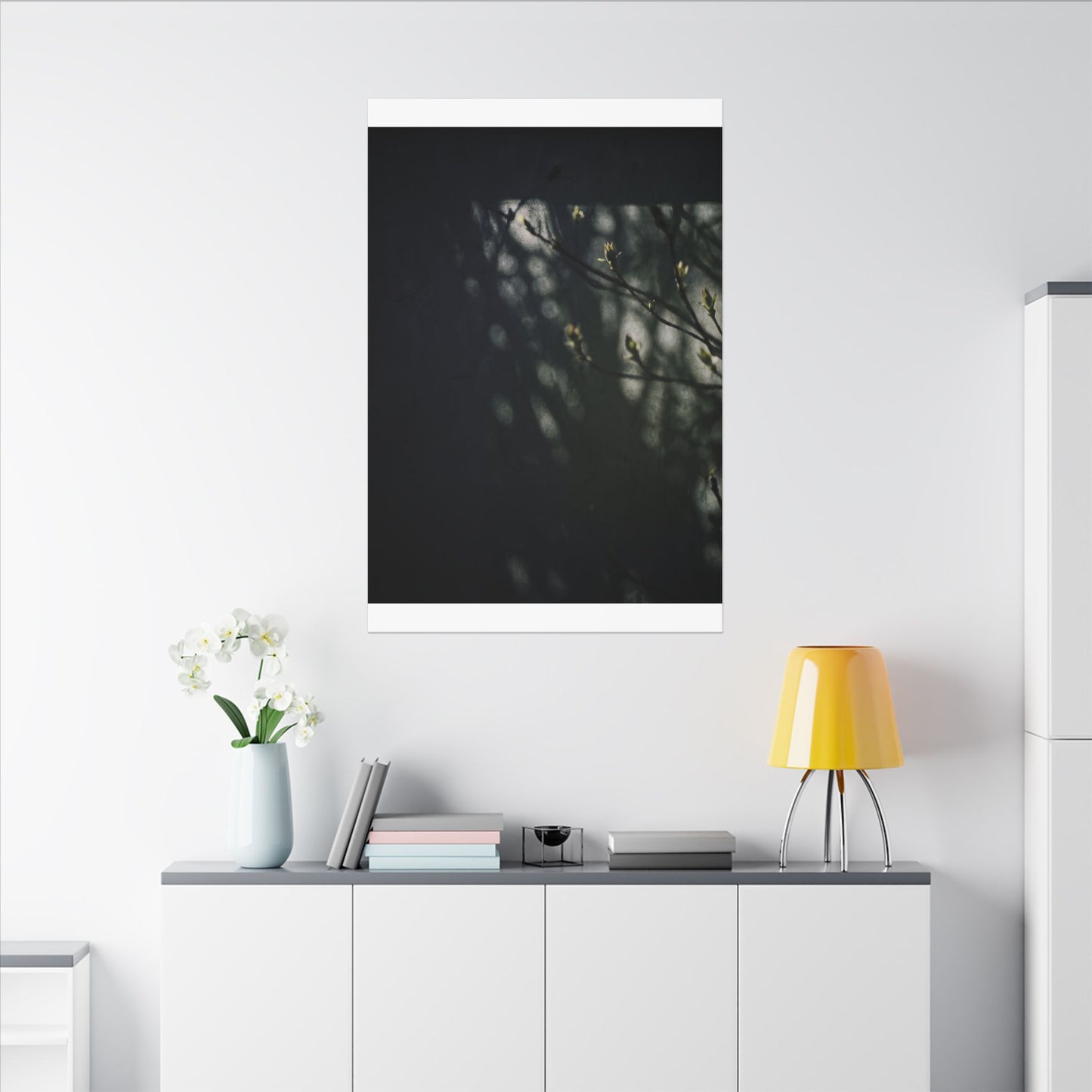 Dark Japandi Shoji Screen in Dappled | Moody Minimal Canvas Art