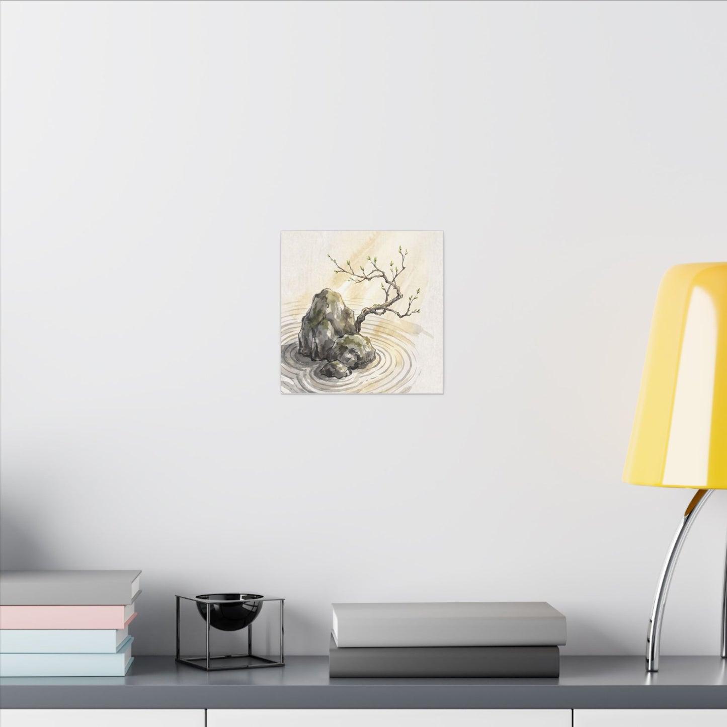 Serene Rock Garden Canvas Art - Sumi E Zen