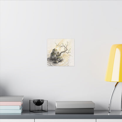 Serene Rock Garden Canvas Art - Sumi E Zen