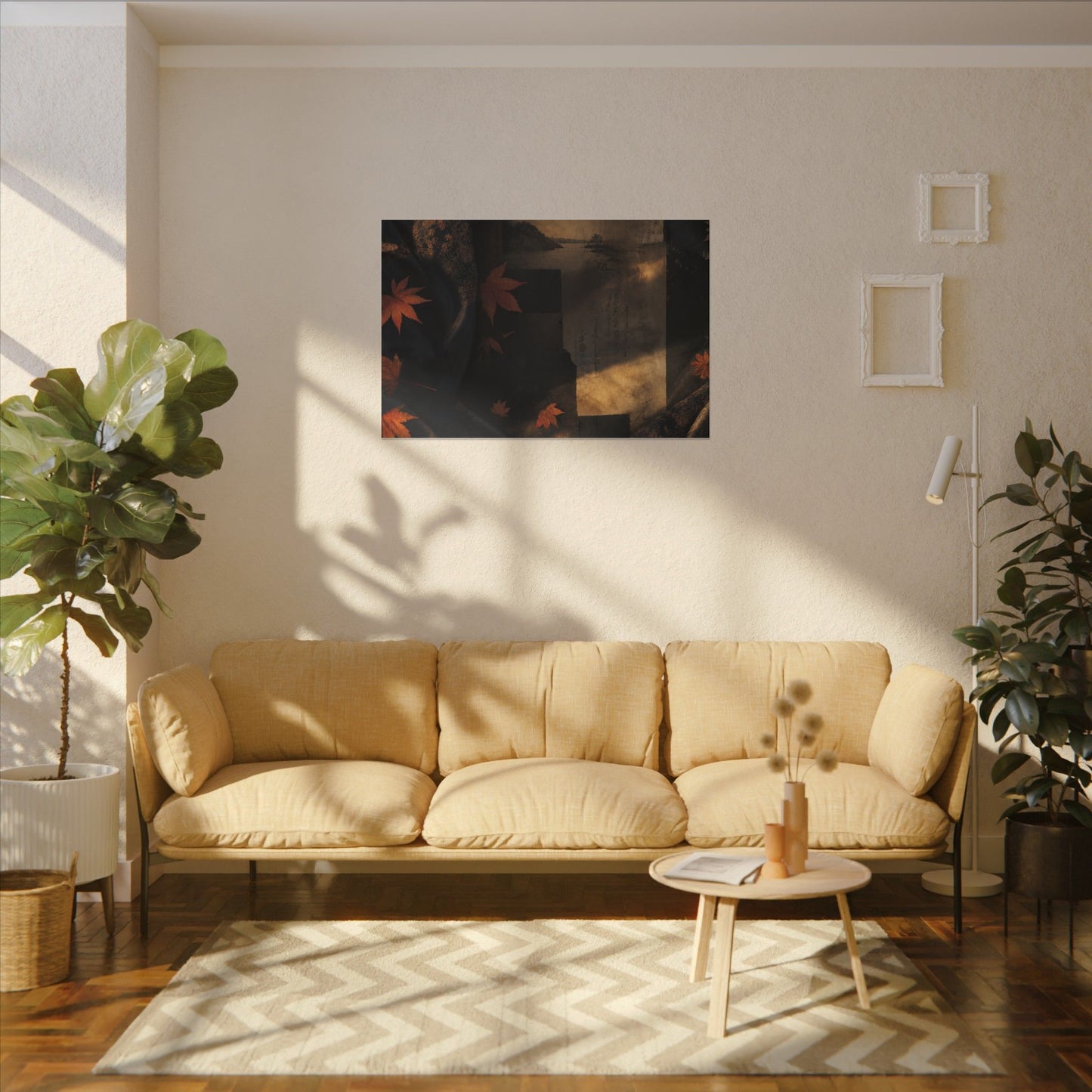 Autumn Silk Drape Shadow Zen Canvas Art | Bold Decor