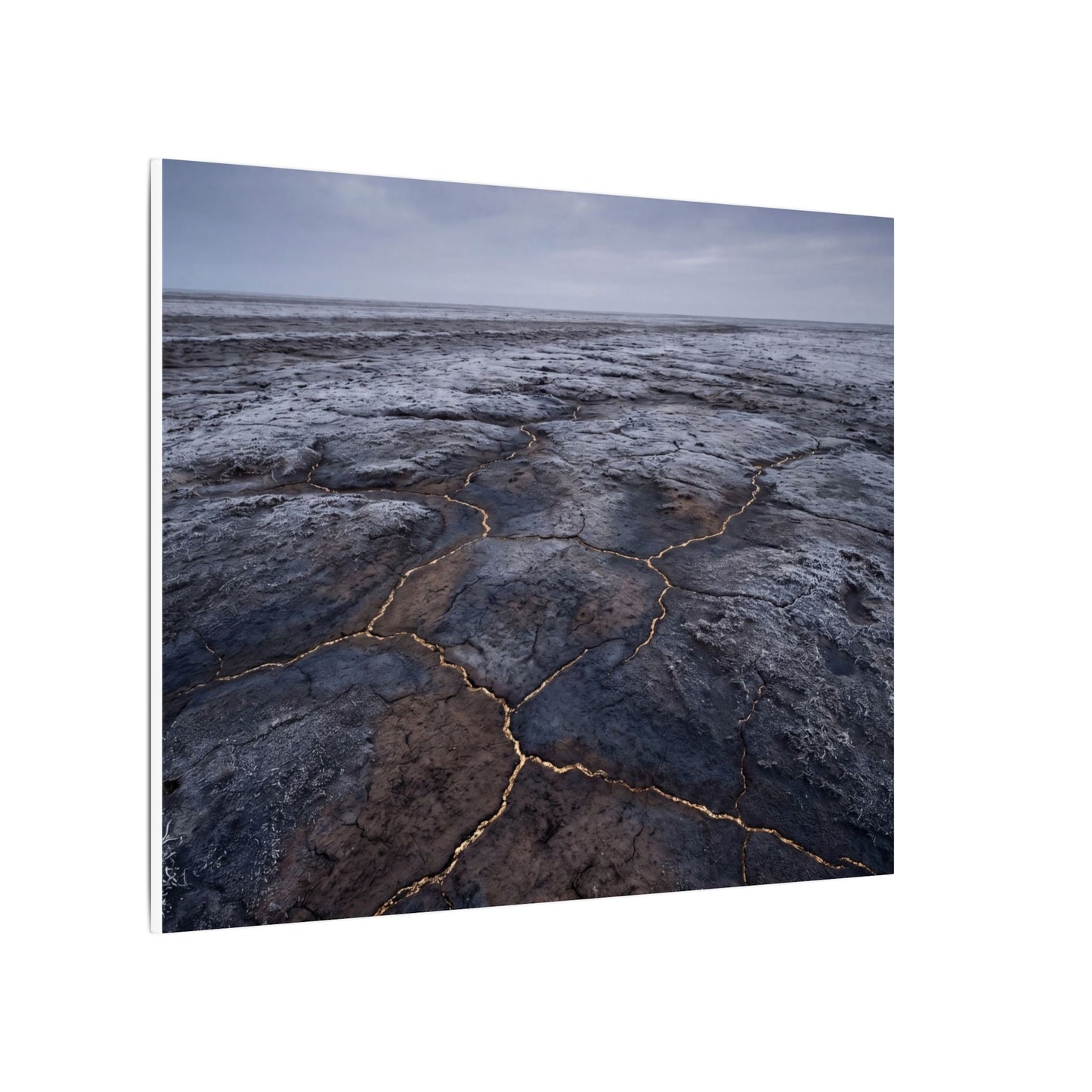 Dark Japandi Cracked Earth in Overcast | Dark Texture Canvas Art