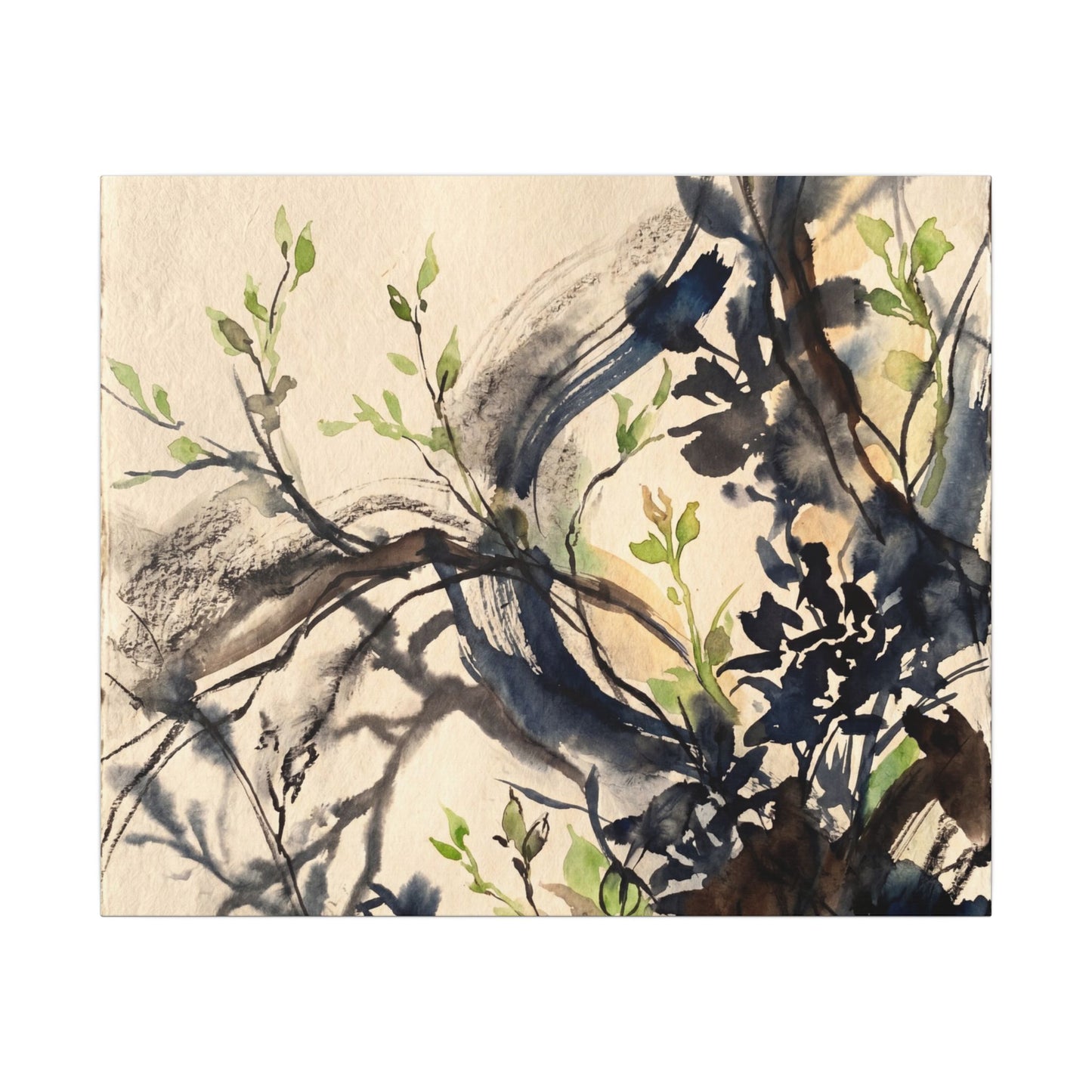 Ma Shadow Play Canvas Art - Dark Japandi Charcoal Ink