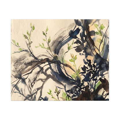 Ma Shadow Play Canvas Art - Dark Japandi Charcoal Ink