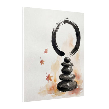 River Stones Canvas Art | Autumn Zen Enso Art