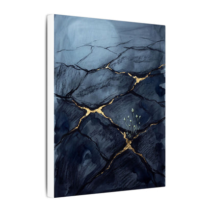 Mono No Aware Cracked Earth Canvas Art - Dark Japandi Charcoal Ink
