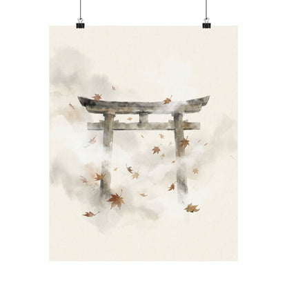 Calm Torii Gate Wall Art Print - Sumi E Zen