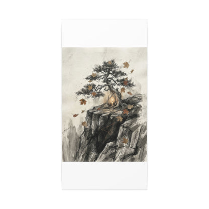 Pine Tree Autumn Canvas Art | Japandi Earthy Design