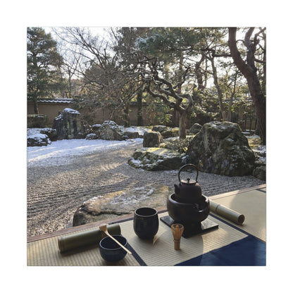 Winter Tea Ceremony Karesansui Canvas Art | Serene Decor