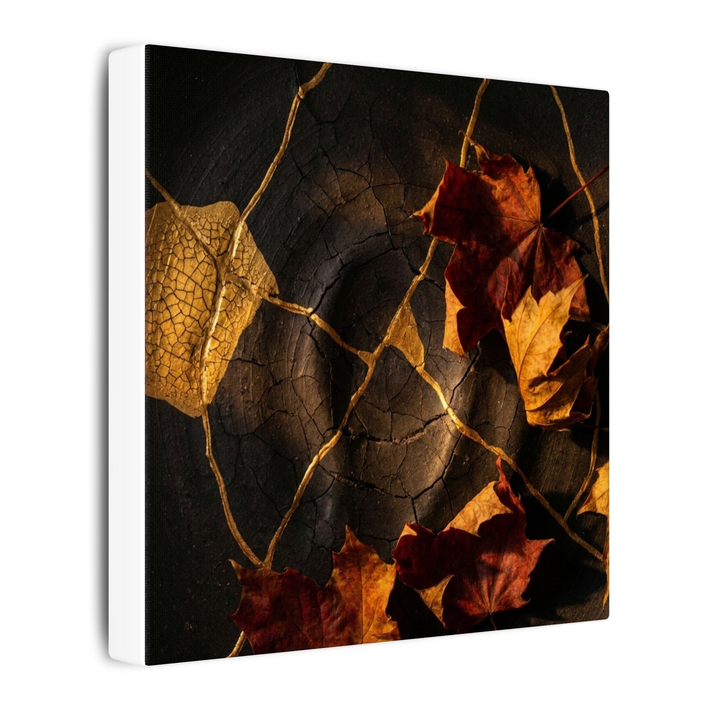 Resilient Shadow Play Canvas Art - Crackle Gold Kintsugi