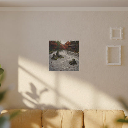 Autumn Rock Garden Ukiyo E Inspired Canvas Art | Peaceful Decor