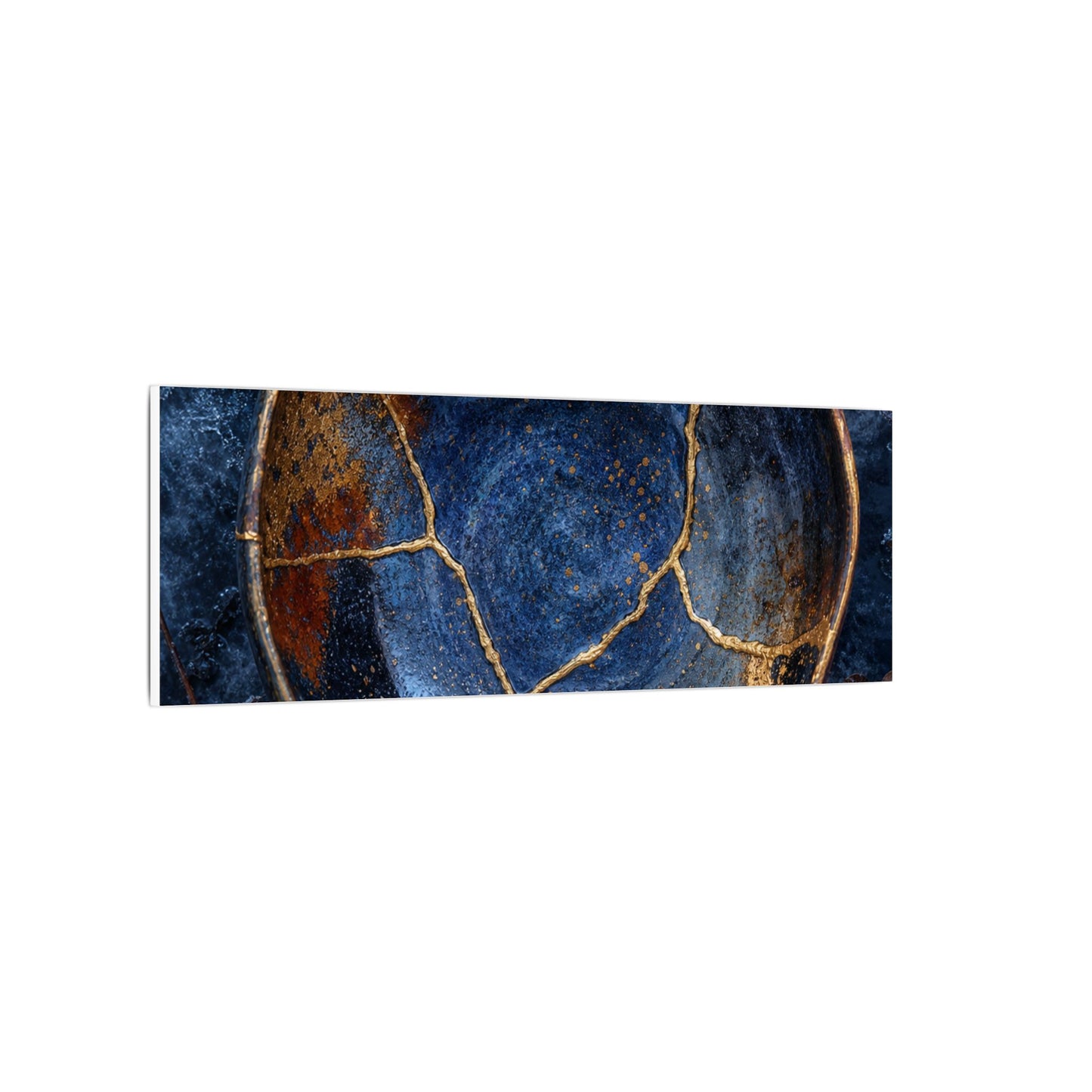 Kintsugi Ceramic Bowl in Moonlight | Crackle Gold Canvas Art