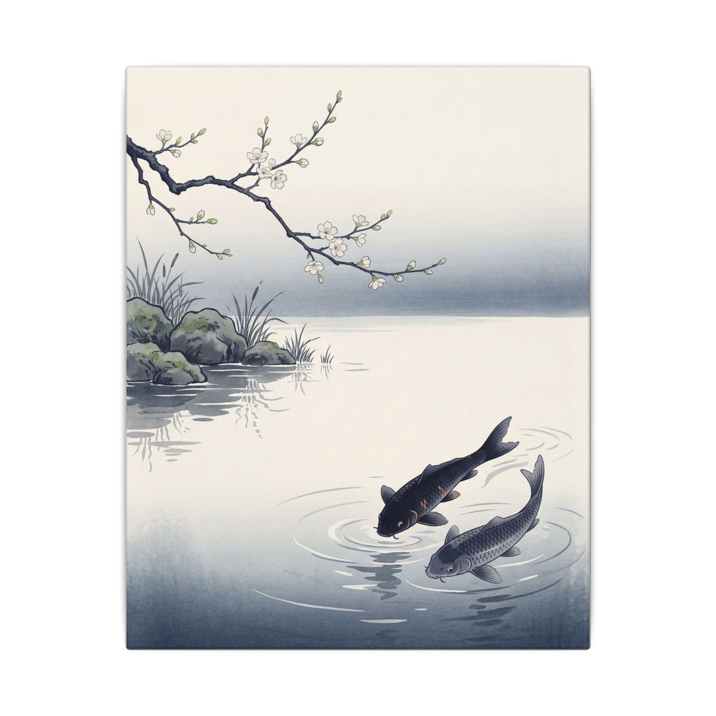 Ma Koi Pond Canvas Art - Zen Ukiyo E Inspired