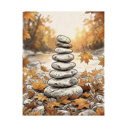 Autumn River Stones Minimal Line Wall Art Print | Neutral Decor