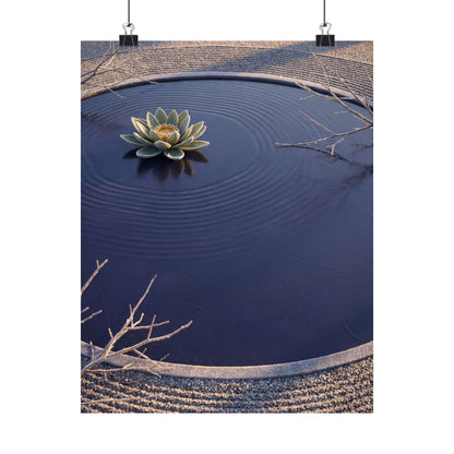 Lotus Flower Karesansui Wall Art Print | Tranquil Zen Art Art Print