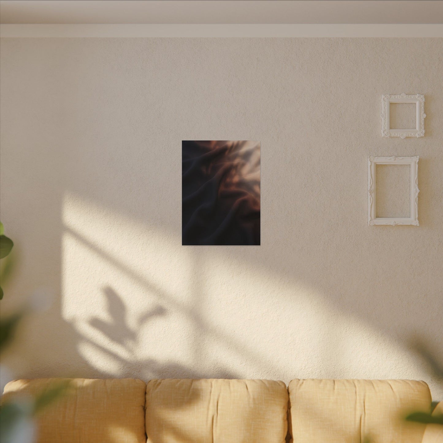 Dark Japandi Silk Drape in Dawn | Shadow Zen Canvas Art