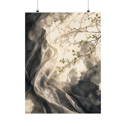 Silk Drape Spring Wall Art Print | Japandi Earthy Design