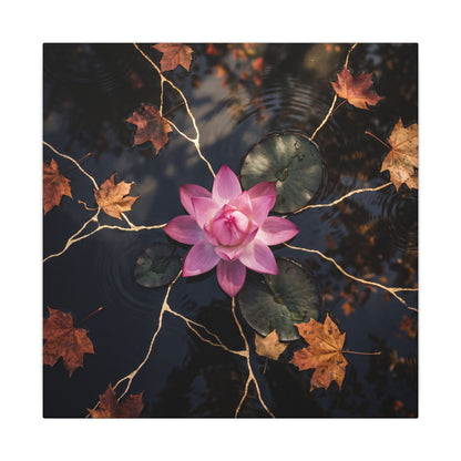 Ma Lotus Flower Canvas Art - Kintsugi Gold Vein