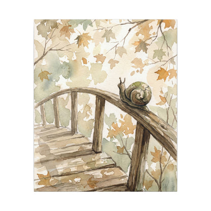 Wooden Bridge Canvas Art | Autumn Japandi Watercolor Art