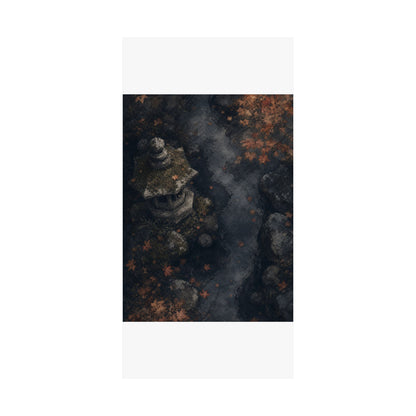 Japandi Stone Lantern in Moonlight | Texture Wall Art Print