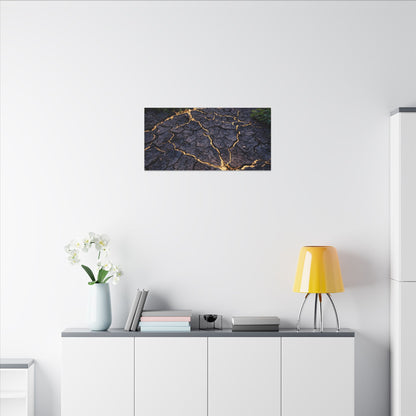 Cracked Earth Canvas Art | Summer Kintsugi Crackle Gold Art