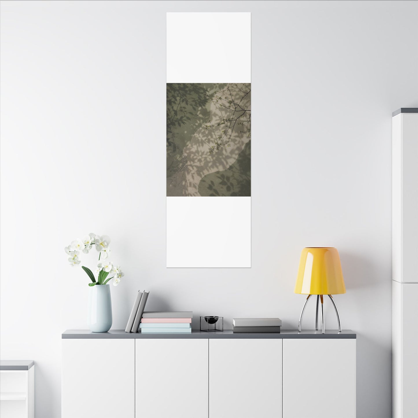 Neutral Shadow Play Canvas Art - Japanese Pattern Japandi