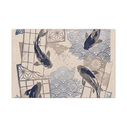 Earthy Koi Pond Canvas Art - Japanese Pattern Japandi