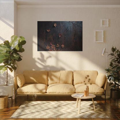 Moonlight Rust Patina Canvas Art - Dark Japandi Mono No Aware
