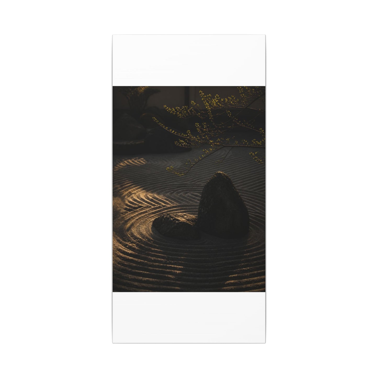 Ma Rock Garden Canvas Art - Dark Japandi Shadow Zen