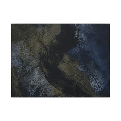 Shibui Ink Brushstroke Canvas Art - Dark Japandi Dark Texture