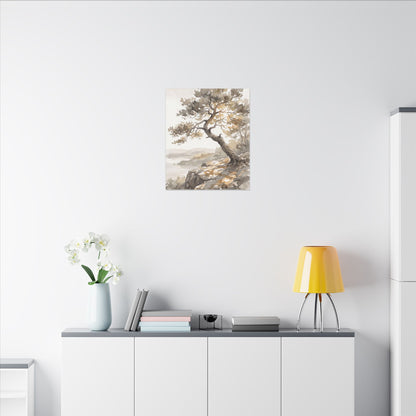 Pine Tree Watercolor Canvas Art | Elegant Japandi Art