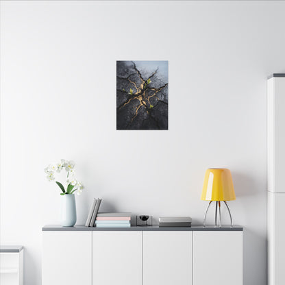 Ma Cracked Earth Canvas Art - Dark Japandi Charcoal Ink