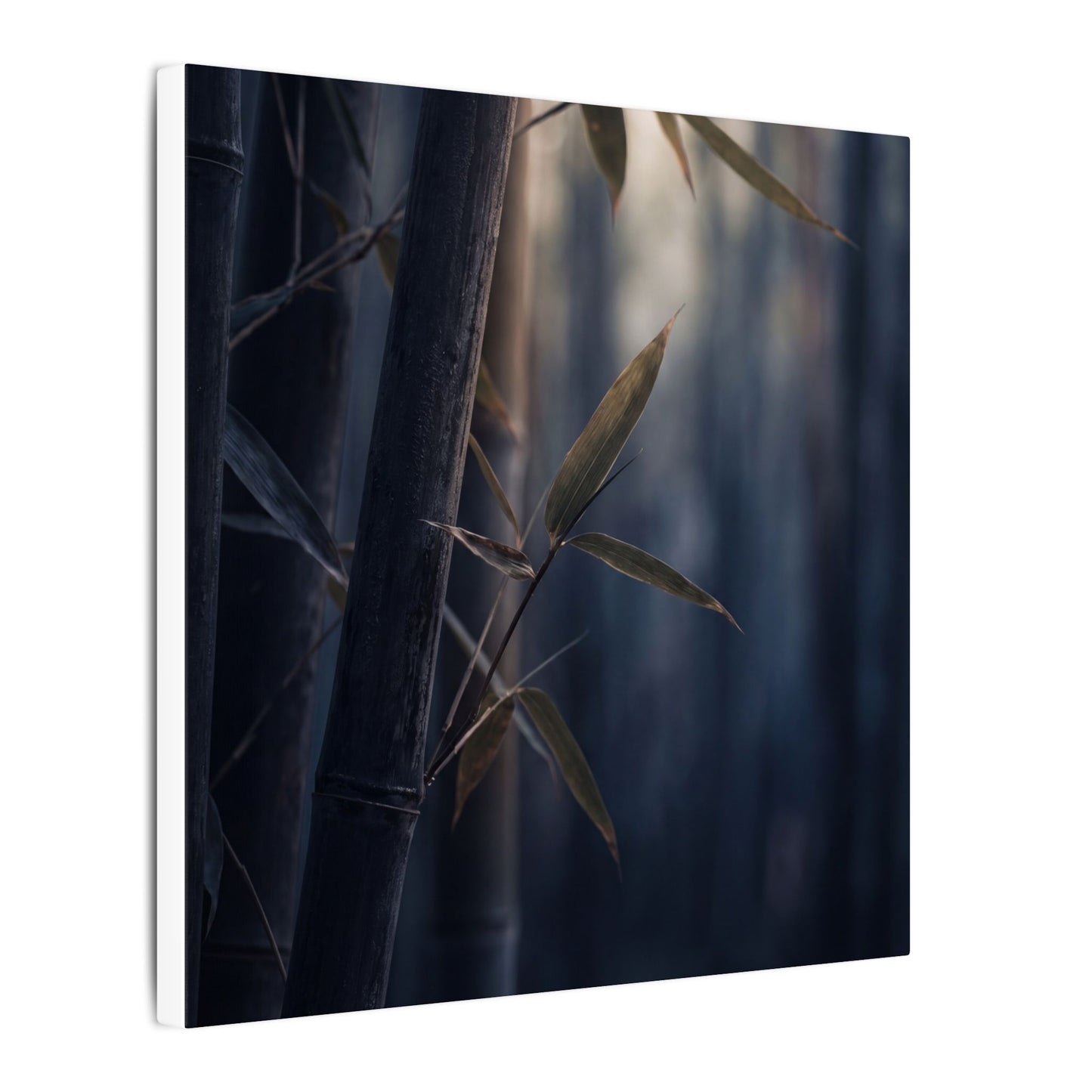 Dark Japandi Bamboo Grove in Dawn | Moody Minimal Canvas Art