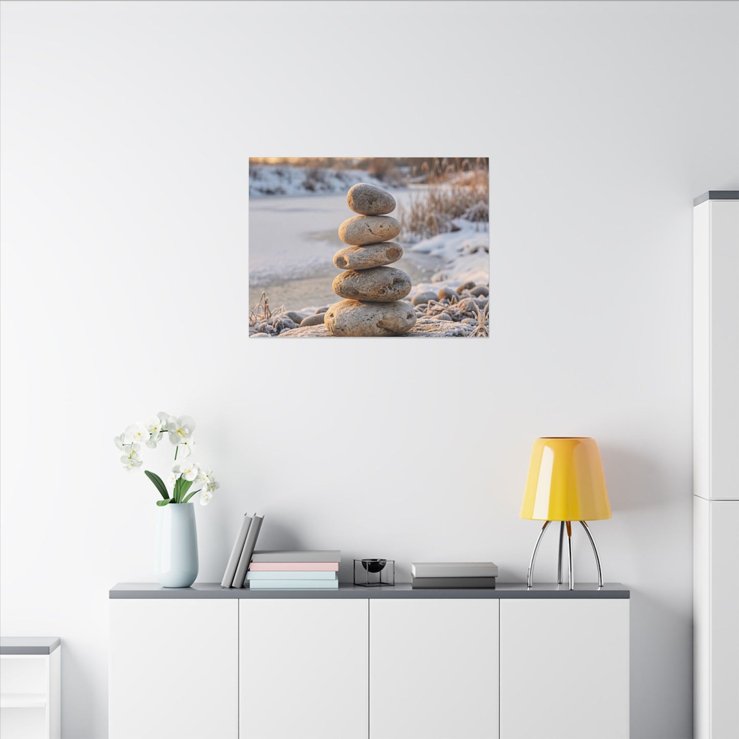 Ma River Stones Canvas Art - Japandi Japanese Pattern