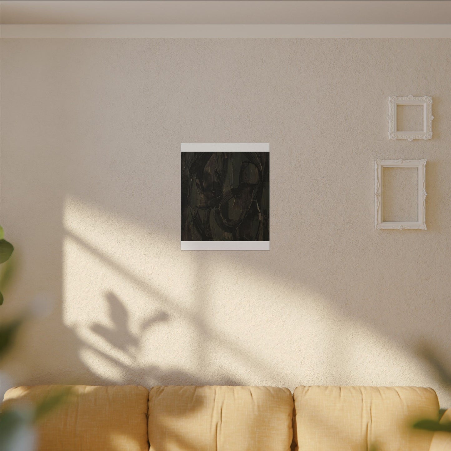 Mixed Media Dark Japandi Textured Canvas Art