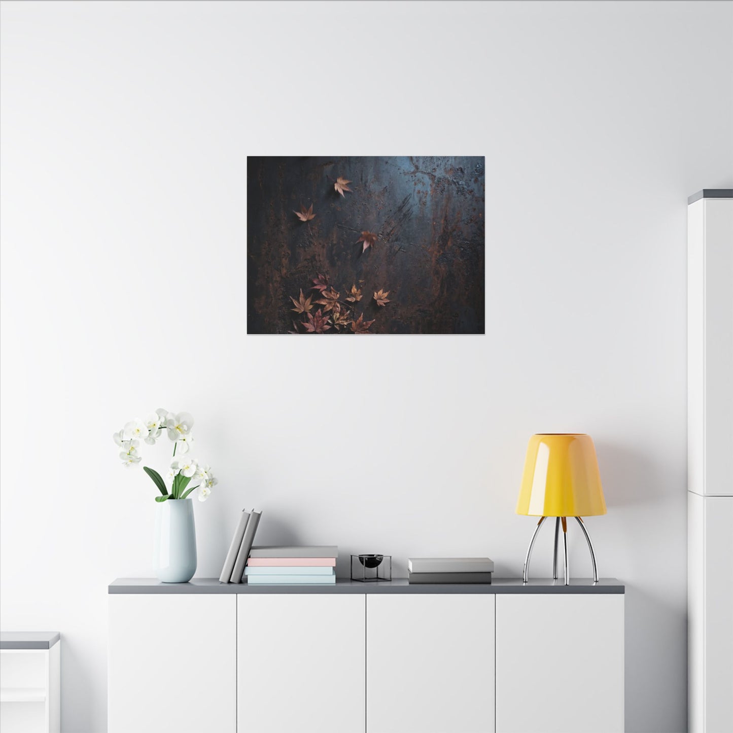 Moonlight Rust Patina Canvas Art - Dark Japandi Mono No Aware