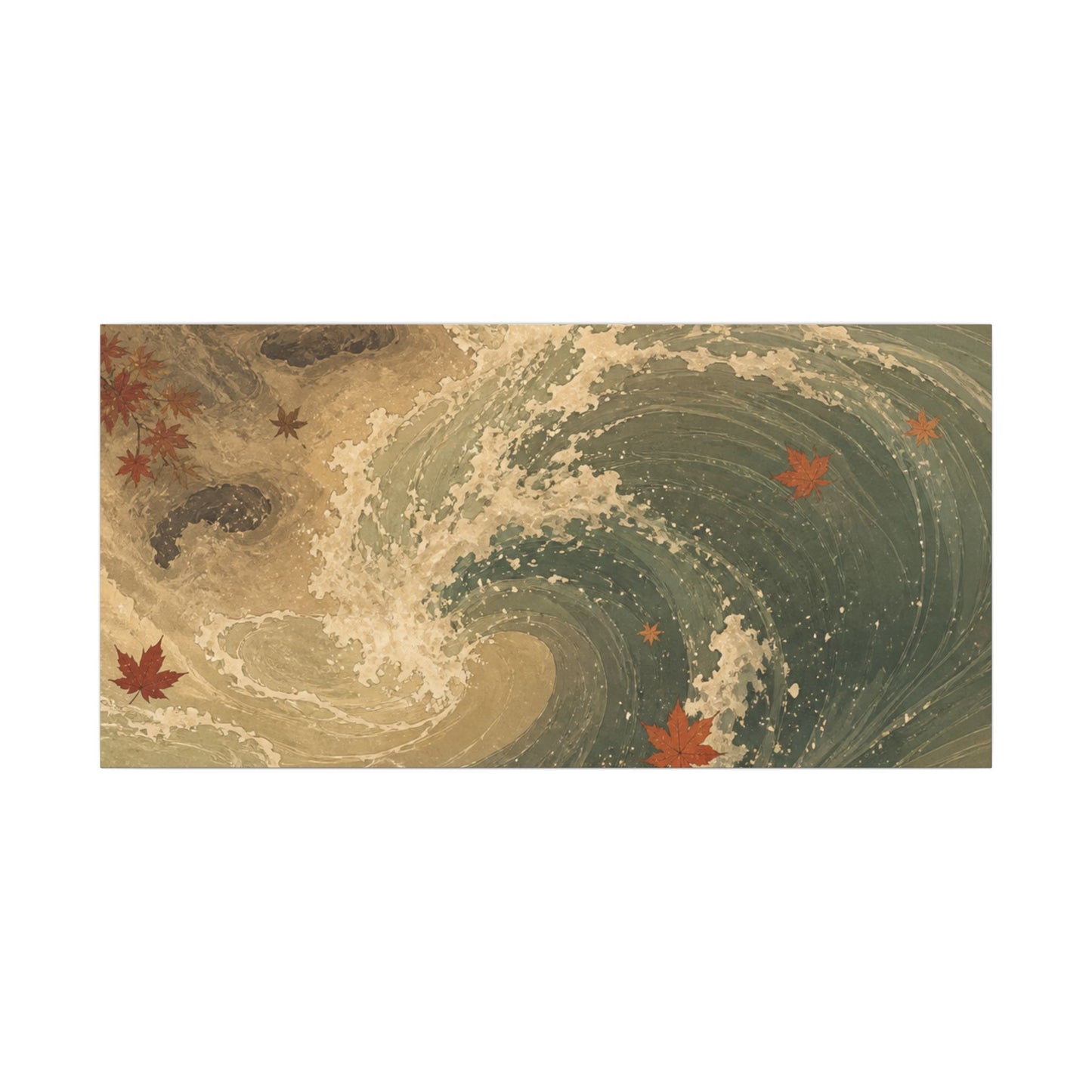Japandi Ocean Wave in Candlelight | Japanese Pattern Canvas Art