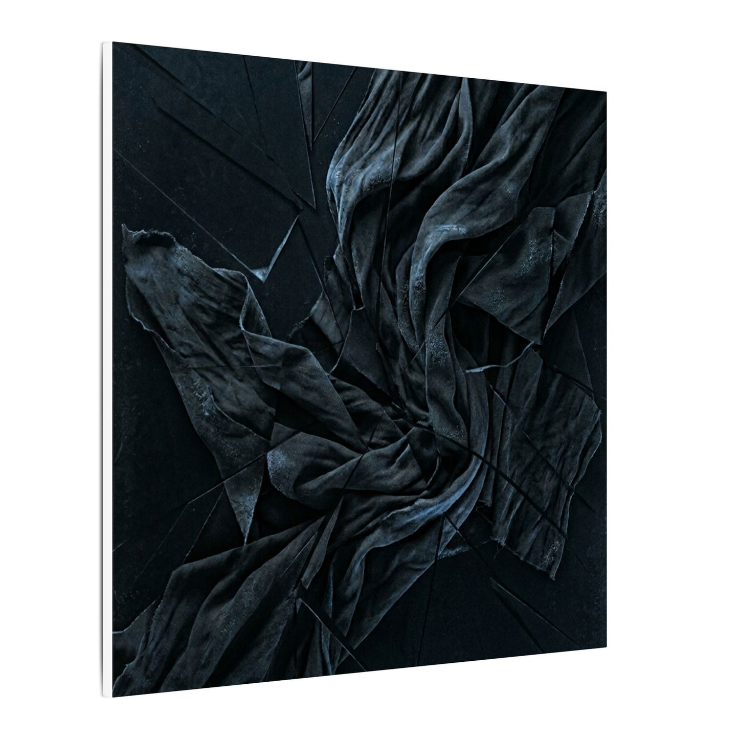 Dark Japandi Silk Drape in Moonlight | Moody Minimal Canvas Art
