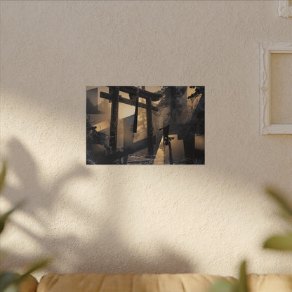 Winter Torii Gate Moody Minimal Canvas Art | Bold Decor