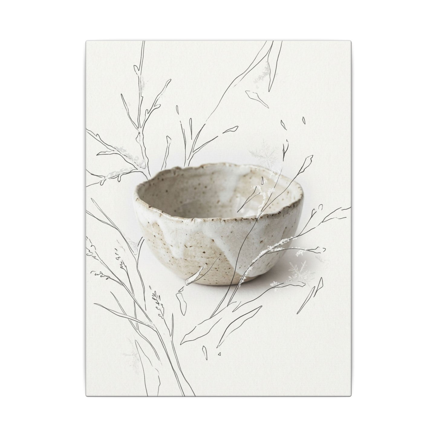 Neutral Ceramic Bowl Canvas Art - Minimal Line Japandi