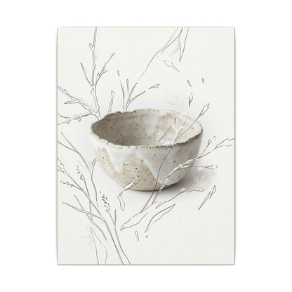Neutral Ceramic Bowl Canvas Art - Minimal Line Japandi