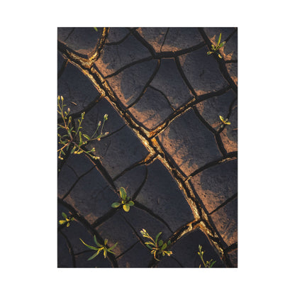 Kintsugi Cracked Earth in Golden Hour | Gold Vein Canvas Art