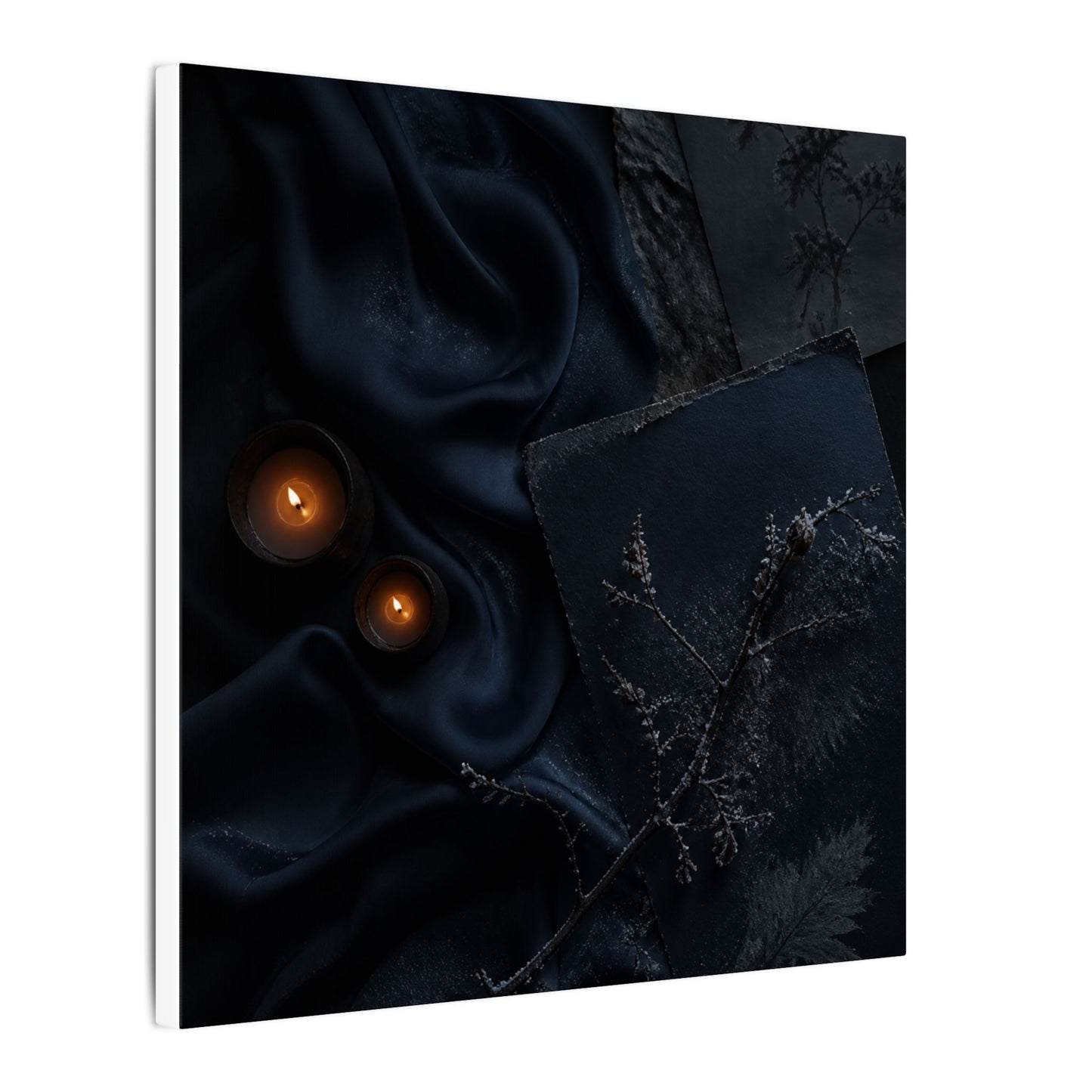 Candlelight Silk Drape Canvas Art - Dark Japandi Kanso