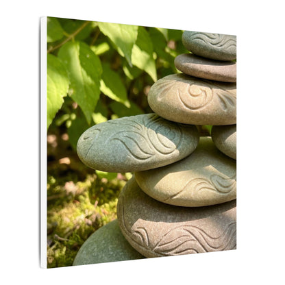 River Stones Summer Canvas Art | Japandi Earthy Design