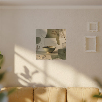 Warm Ceramic Bowl Canvas Art - Minimal Line Japandi