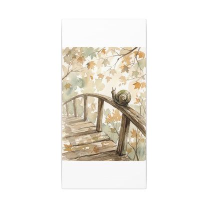 Wooden Bridge Canvas Art | Autumn Japandi Watercolor Art