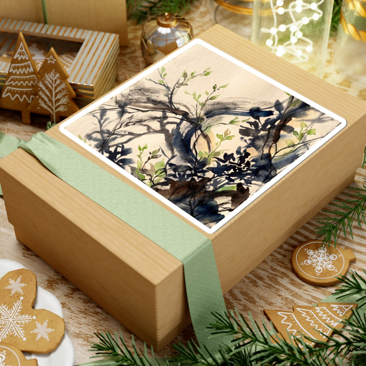 Spring Shadow Play Charcoal Ink Sticker | Moody Decor