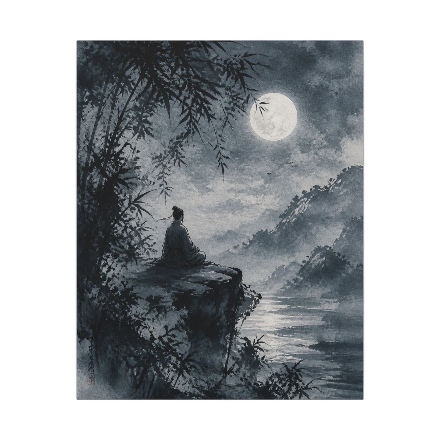 Ink Brushstroke Sumi E Canvas Art | Serene Zen Art