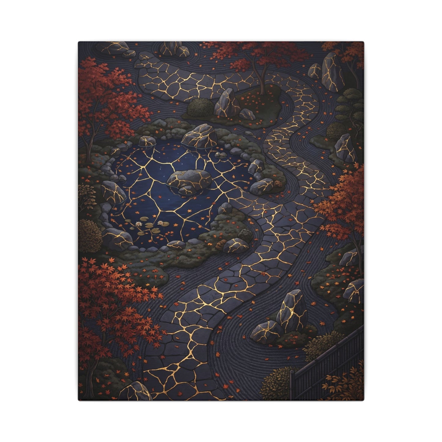 Moonlit Garden Gold Vein Canvas Art | Resilient Kintsugi Art