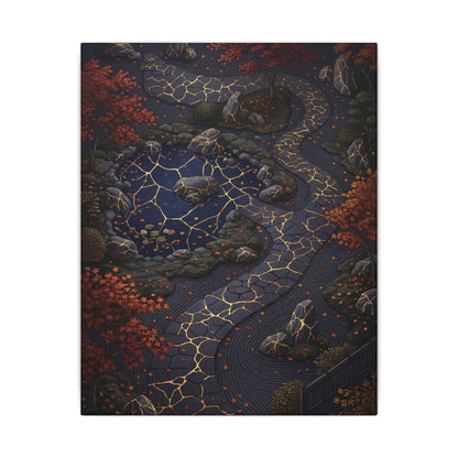 Moonlit Garden Gold Vein Canvas Art | Resilient Kintsugi Art