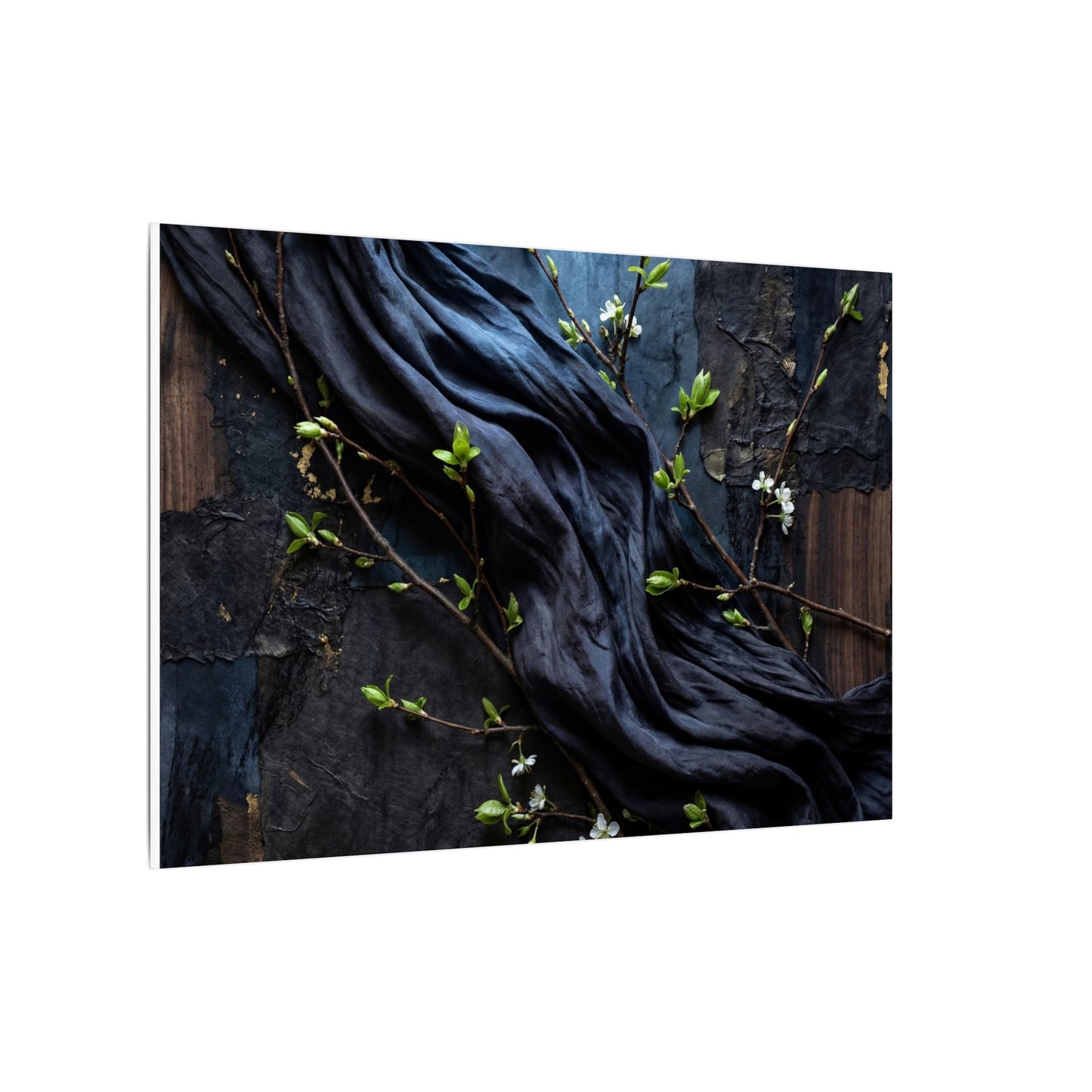 Spring Silk Drape Dark Texture Canvas Art | Atmospheric Decor